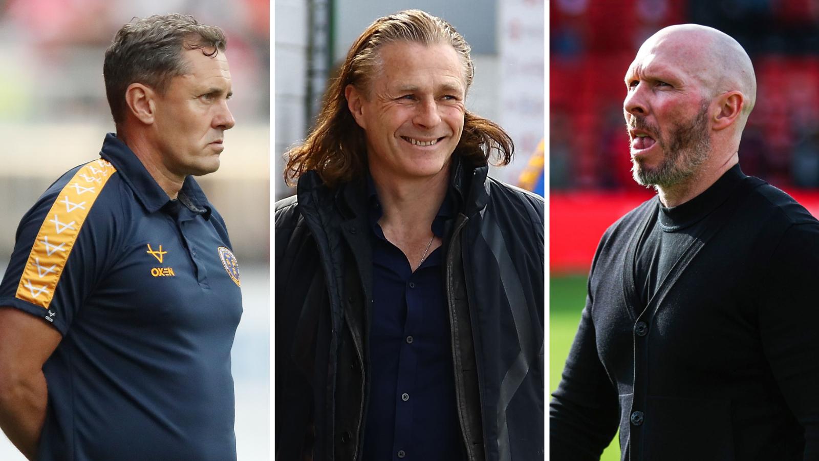 Três técnicos do Shrewsbury Town: Paul Hurst, Gareth Ainsworth e Michael Appleton
