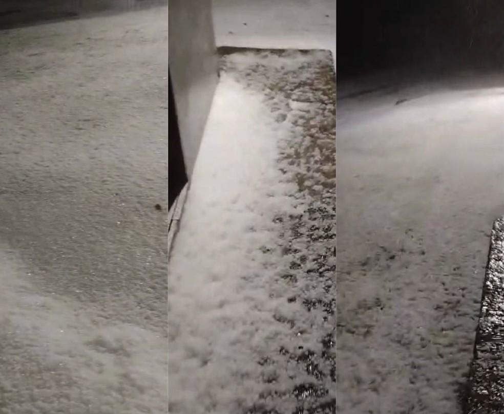 Granizo deixou camada volumosa de gelo em Anita Garibaldi (SC)