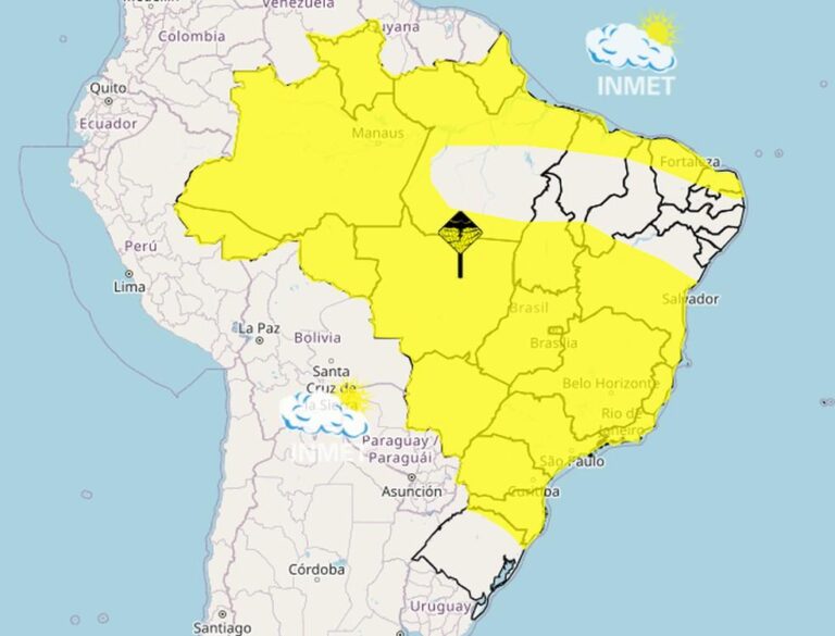 Inmet emite alerta de chuvas intensas para todo o Brasil neste Domingo de Páscoa
