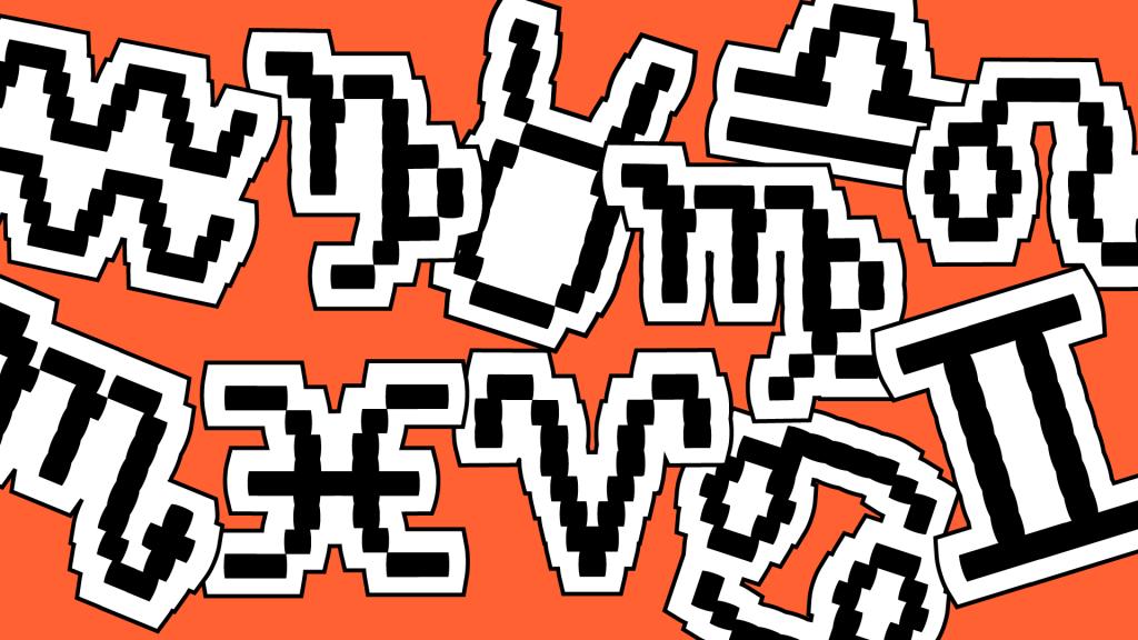 Símbolos de todos os signos com fundo laranja neon