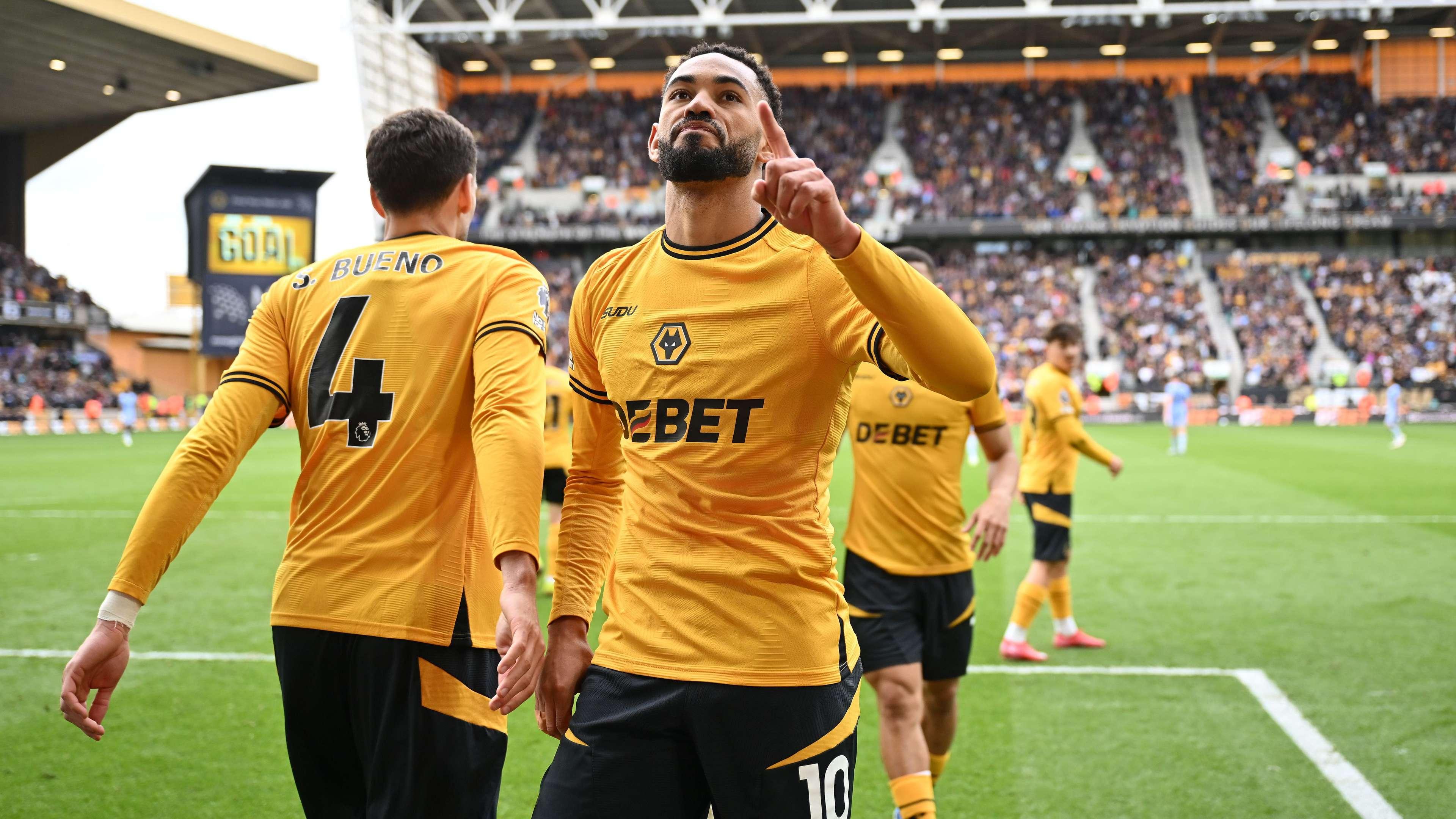 Matheus Cunha durante a partida entre Wolverhampton e Tottenham