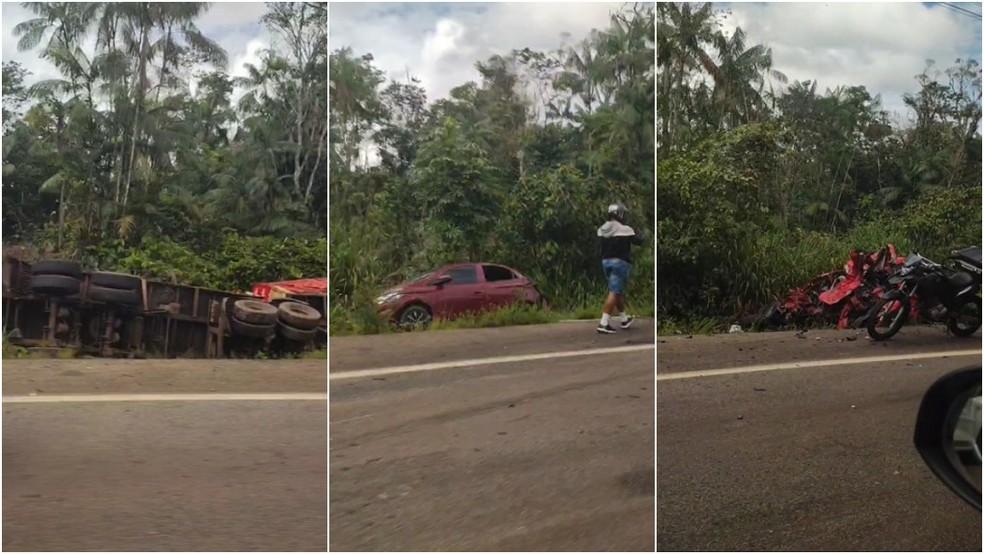 Acidente entre carreta e dois carros de passeio é registrado na Alça Viária