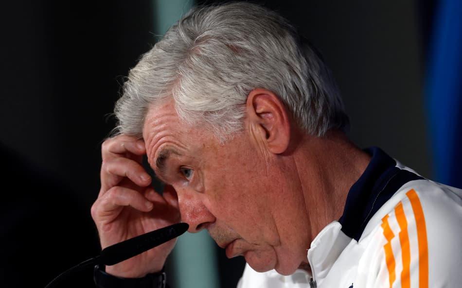 Carlo Ancelotti em coletiva na véspera de Real Madrid x Arsenal pela Champions League