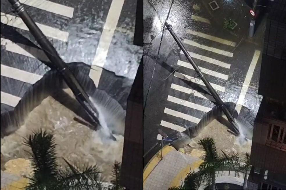 Chuva fez asfalto ceder em São Vicente