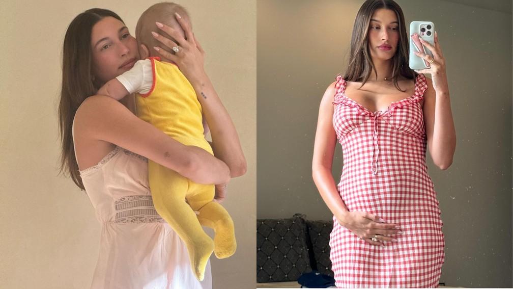 Hailey Bieber e seu filho Jack em clima de Páscoa