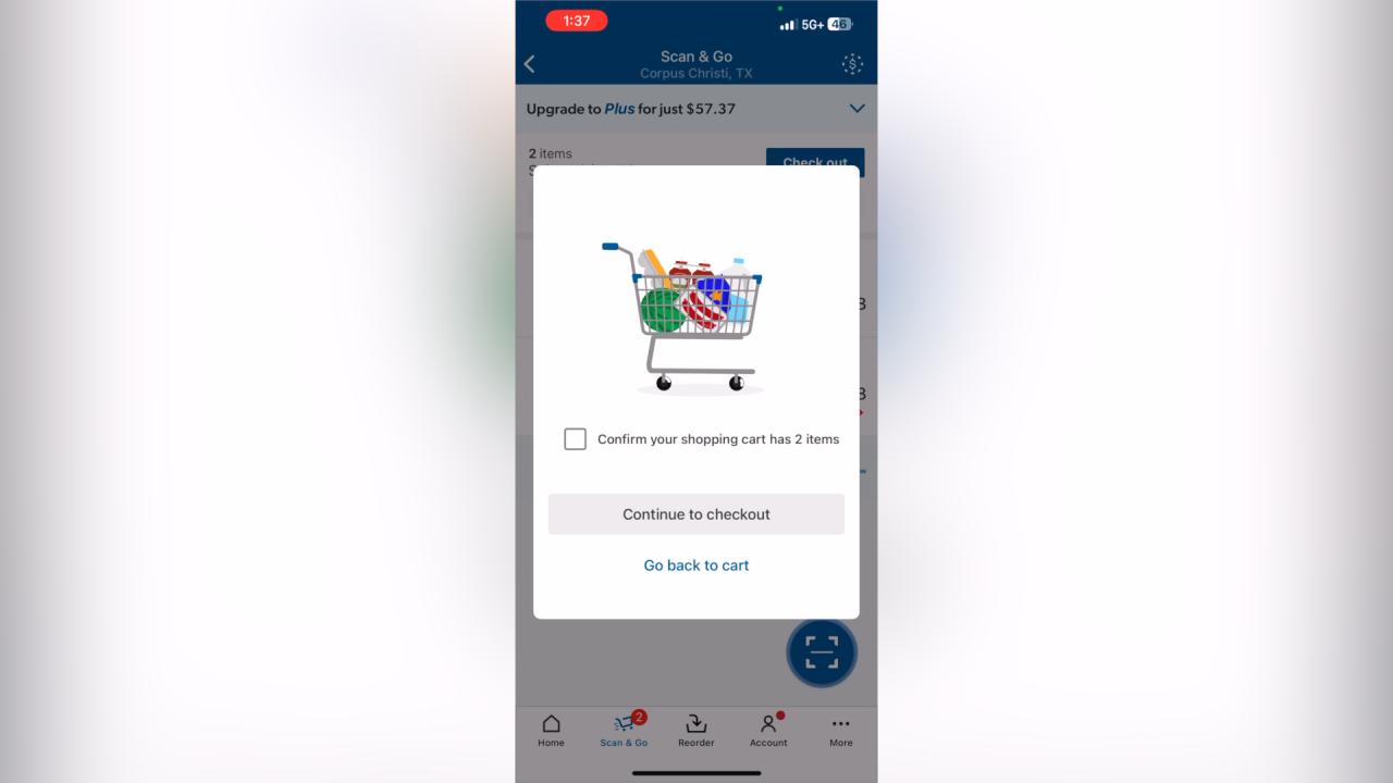 Interface do sistema Scan & Go
