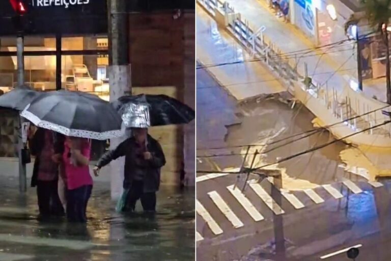 Temporal causa destruição e desabrigados no litoral de SP