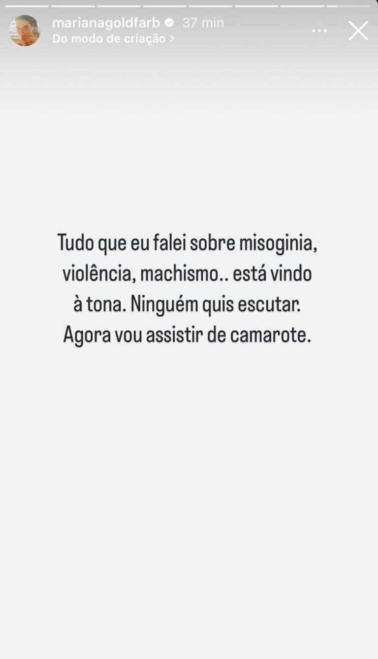Mariana Goldfarb se pronuncia sobre misoginia em meio a polêmicas envolvendo Cauã Reymond