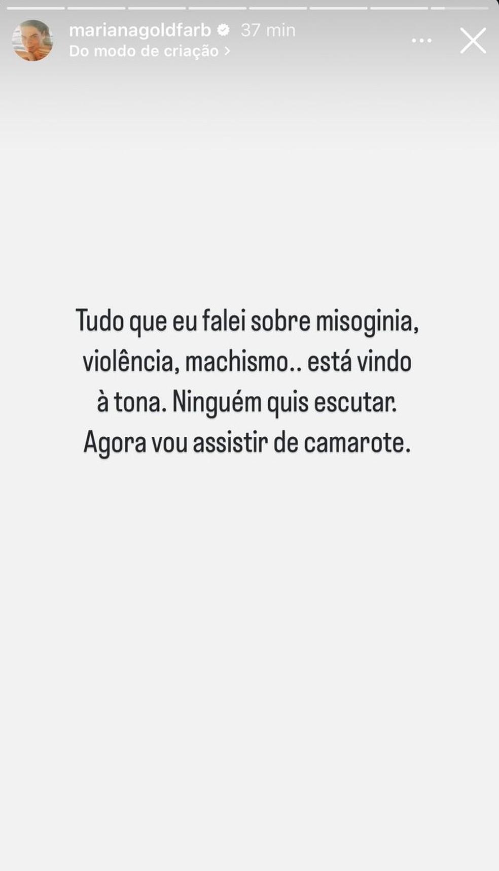 Mariana Goldfarb desabafa sobre misoginia e web aponta indireta para Cauã Reymond