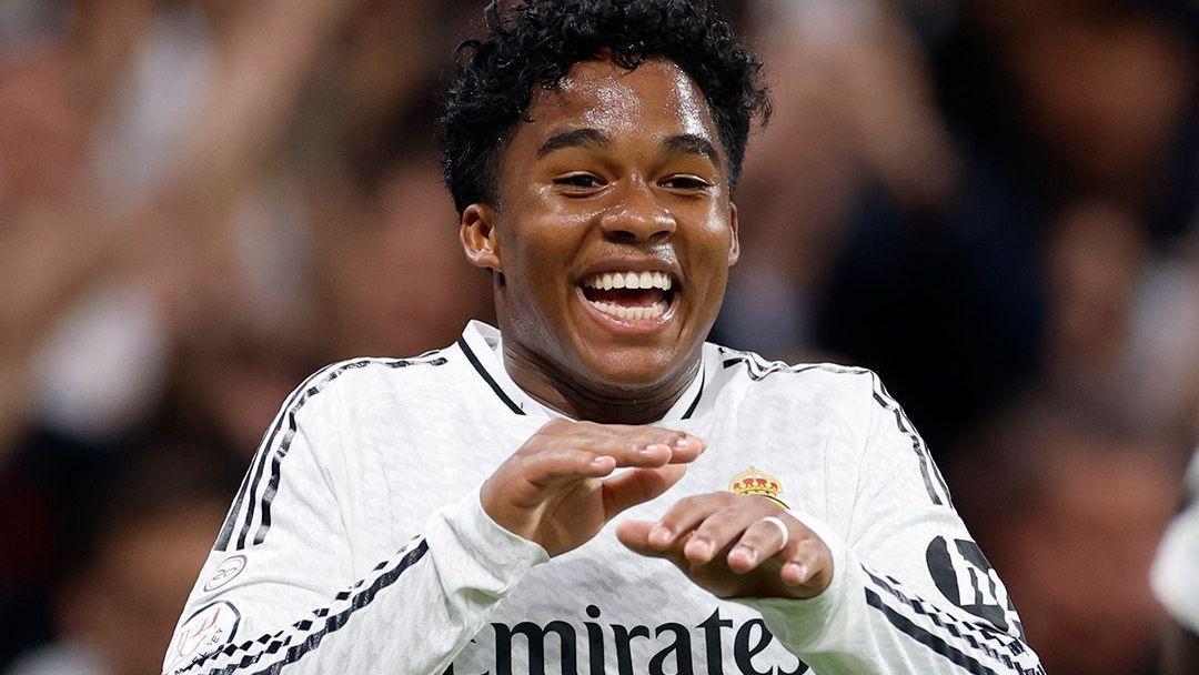 Endrick faz a dancinha na comemoração de seu gol pelo Real Madrid contra a Sociedad
