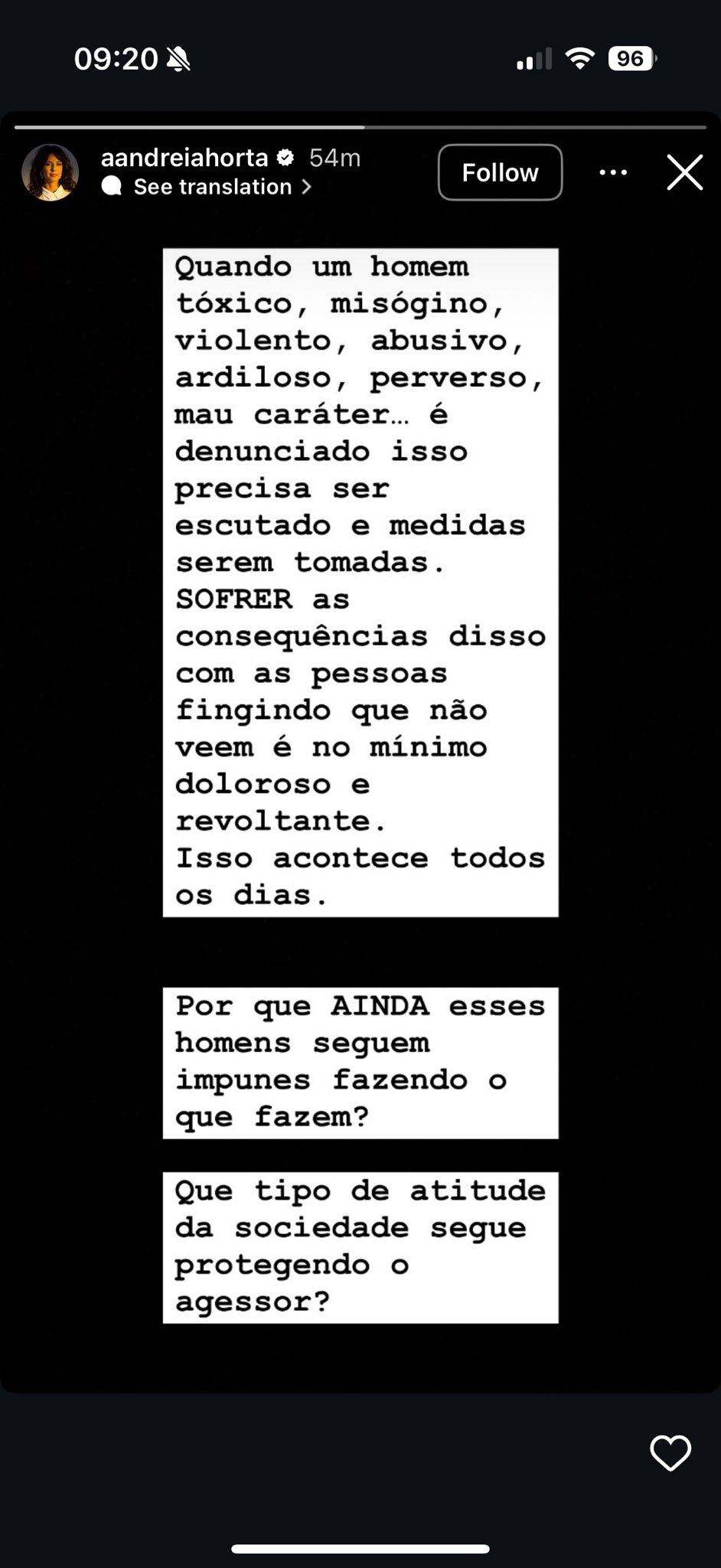 Indireta postada por Andreia Horta