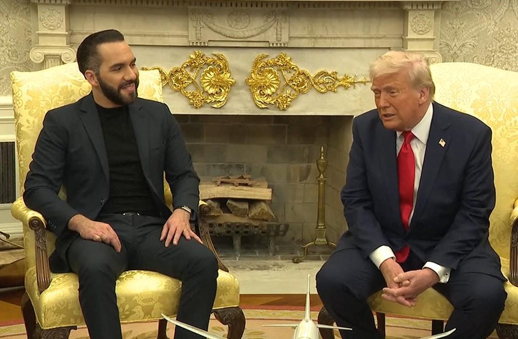 Donald Trump e Nayib Bukele no Salão Oval da Casa Branca