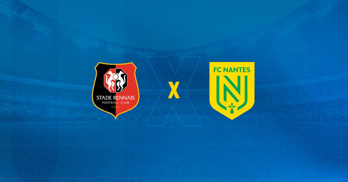 Escudos de Rennes x Nantes se enfrentam na Ligue 1.