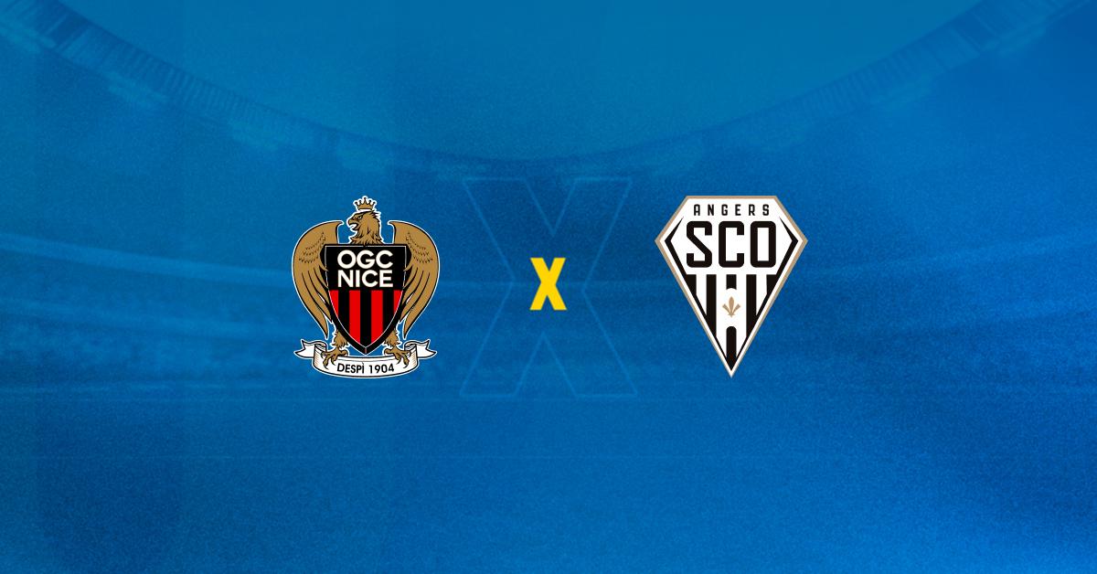 Escudos de Nice x Angers se enfrentam no Campeonato Francês.