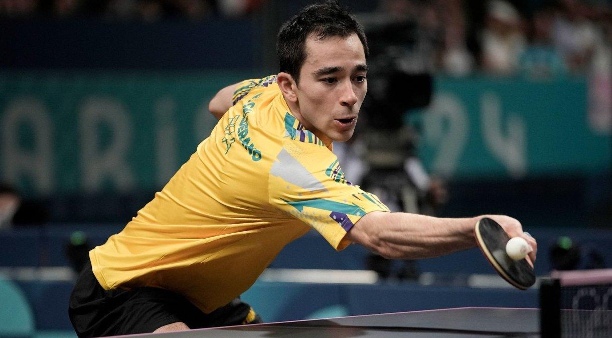 Hugo Calderano durante disputa pelo bronze.