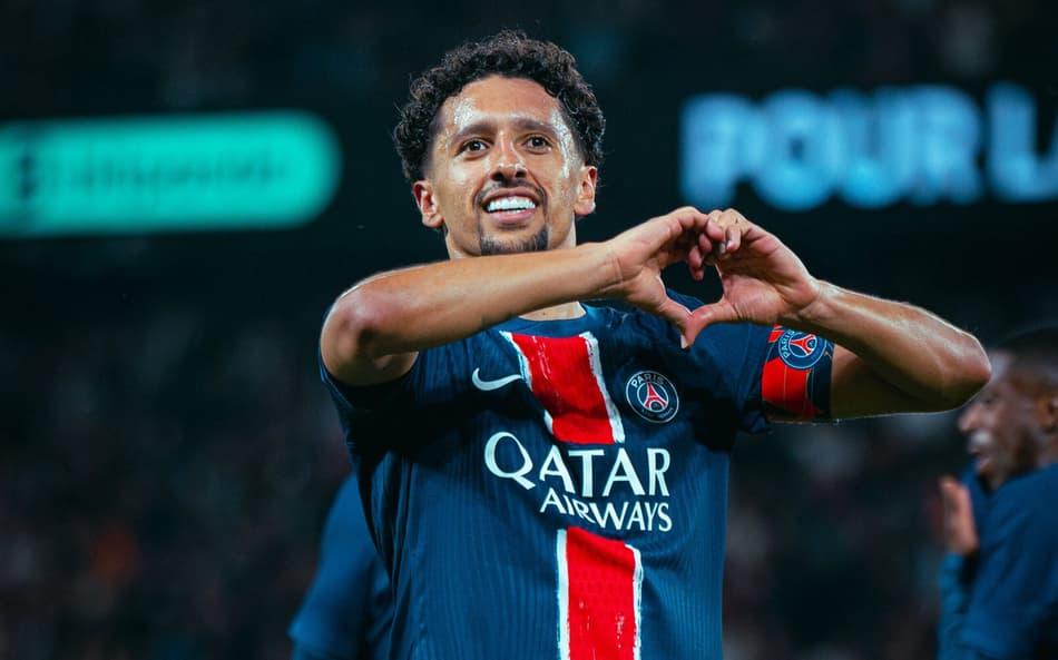 Marquinhos celebra gol do PSG