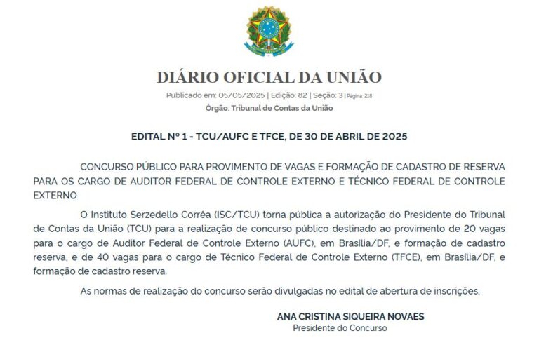 Concurso do TCU é Autorizado: 60 Vagas e Cadastro de Reserva!