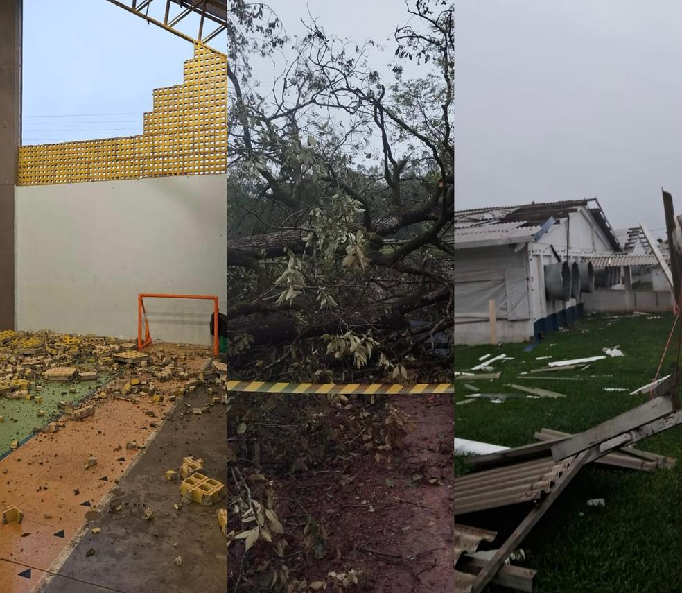 Muro de ginásio desabou e árvore caiu sobre homem durante temporal no Oeste de SC