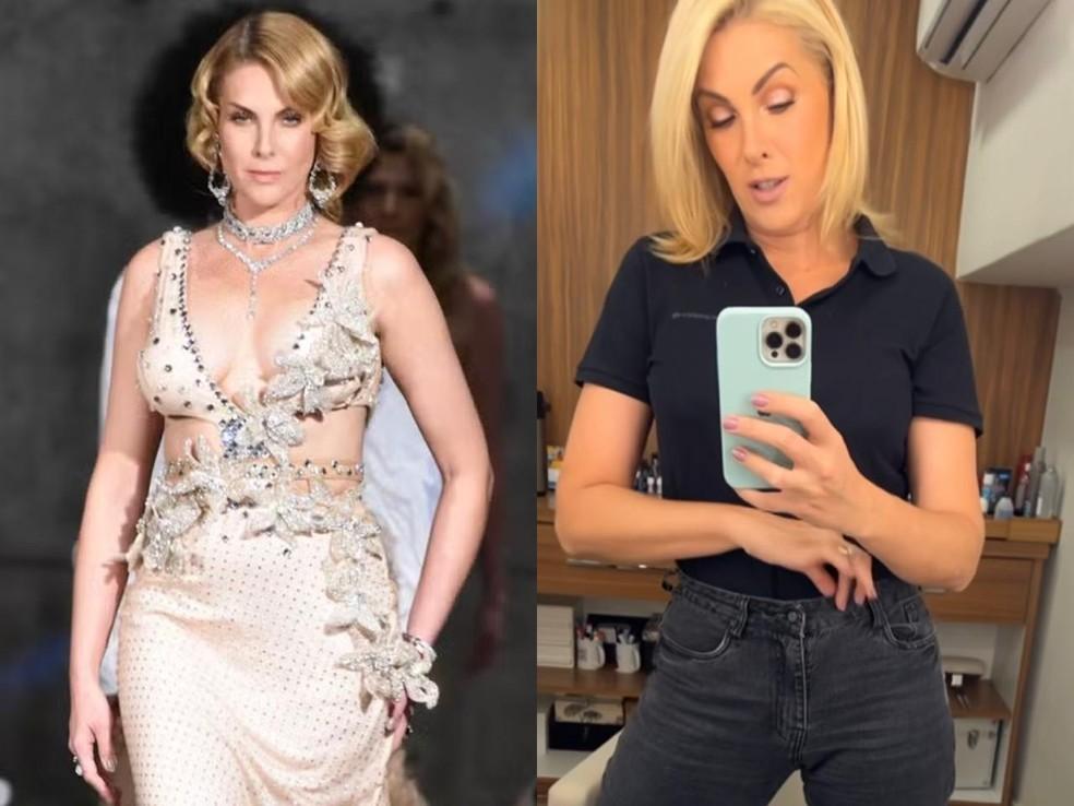 Ana Hickmann em julho de 2024 e em fevereiro de 2025