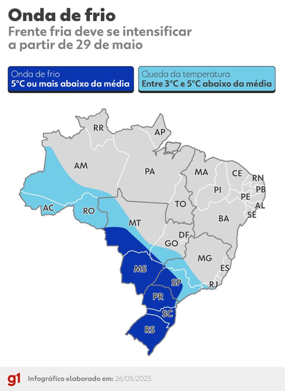 Veja regiões com as maiores quedas de temperatura
