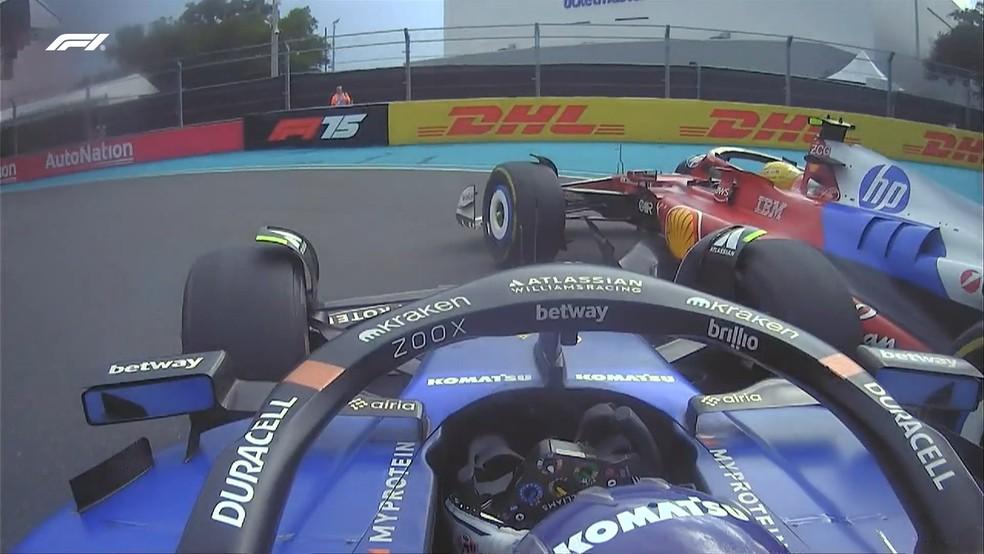 Hamilton e Sainz se tocaram em disputa na última volta do GP de Miami