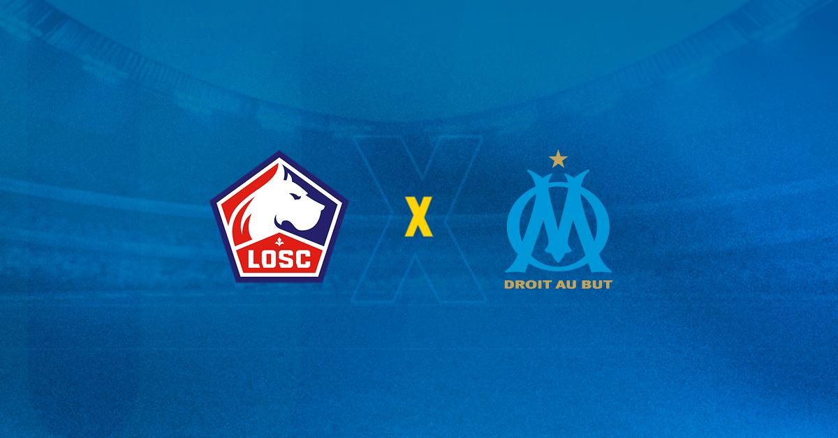 Escudos de Lille x Olympique de Marselha se enfrentam na 32ª rodada da Ligue 1.