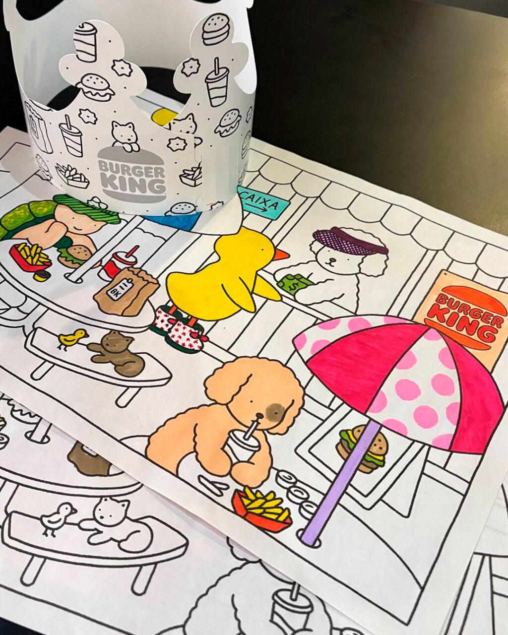 Coroa do Burger King com desenhos para colorir