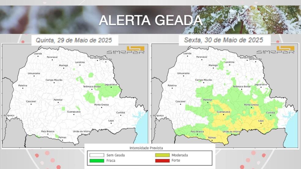Simepar alerta sobre geada nesta quinta (29) e sexta (30).