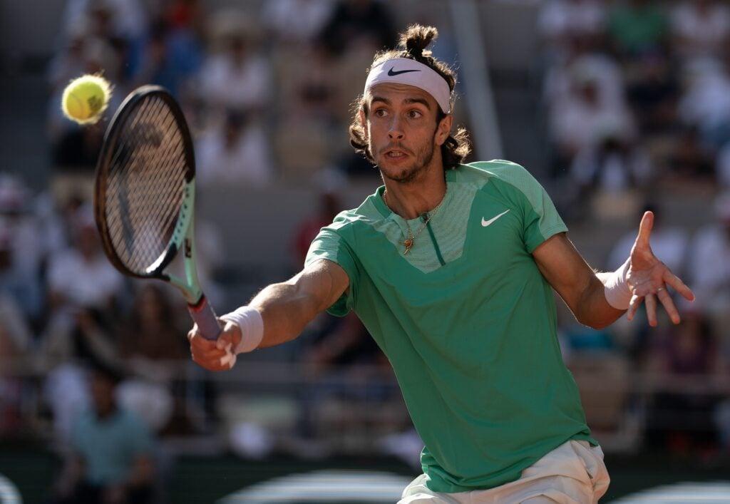 Lorenzo Musetti in action at the French Open.