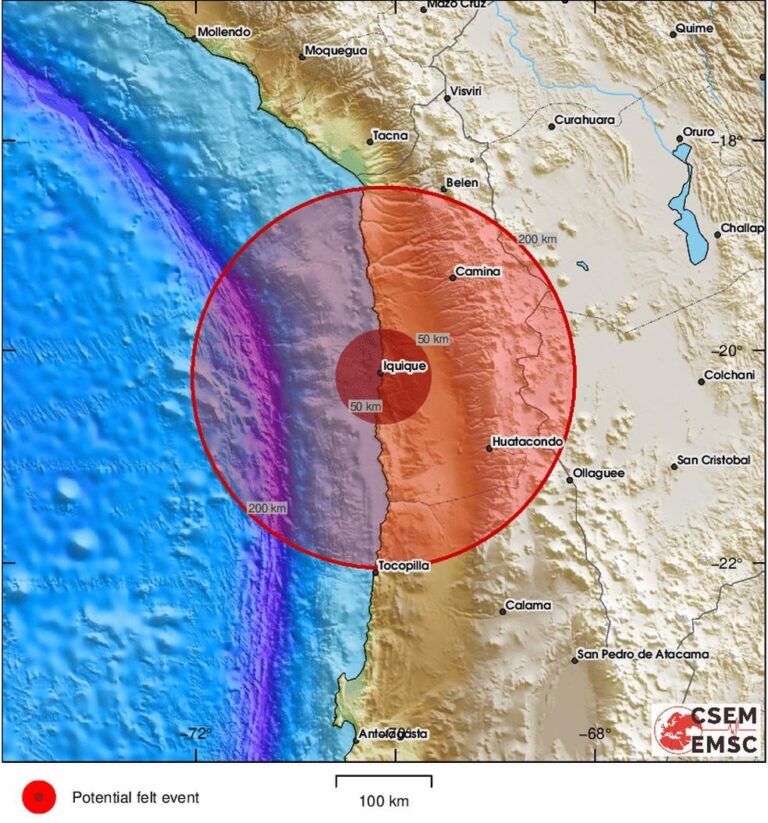 Terremoto de 5,8 graus atinge a região de Tarapacá, no Chile