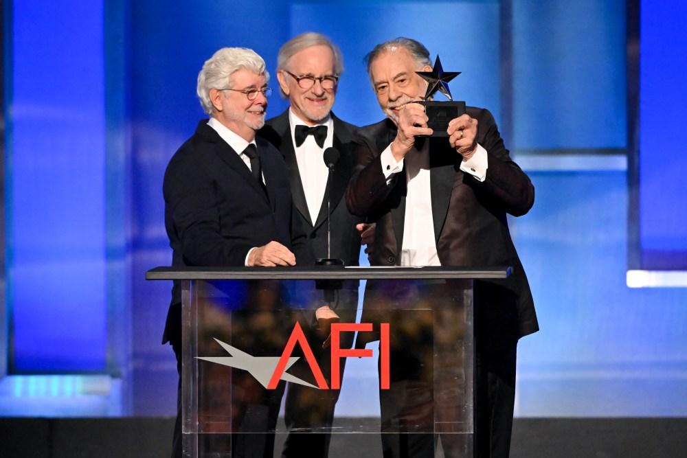 George Lucas, Steven Spielberg, Francis Ford Coppola no AFI Life Achievement Award Tribute, 26 de abril de 2025