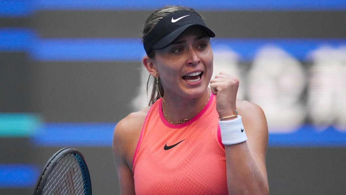 Paula Badosa, celebrando um ponto no China Open.