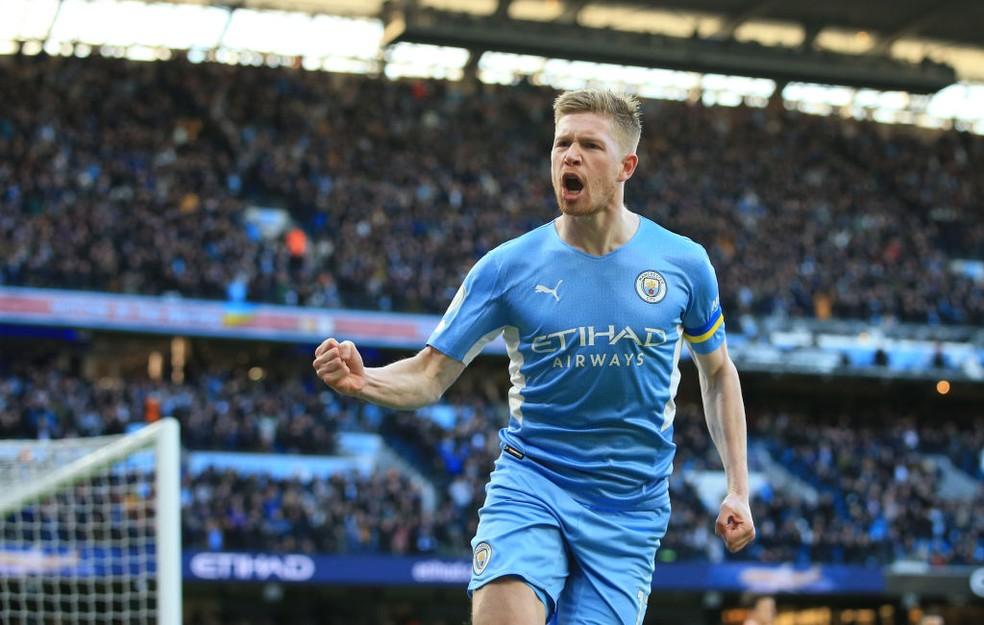De Bruyne marcou três gols em 21 jogos pelo City contra o Manchester United.