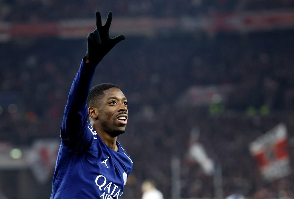Ousmane Dembele comemora gol do PSG