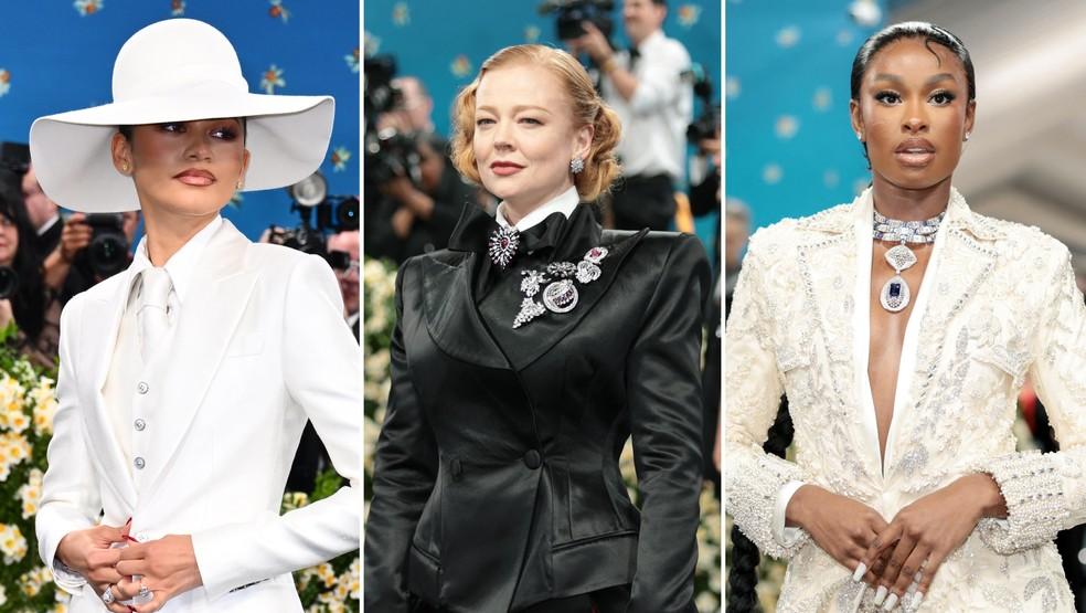 Zendaya, Sarah Snook e Coco Jones usam ternos no Met Gala 2025