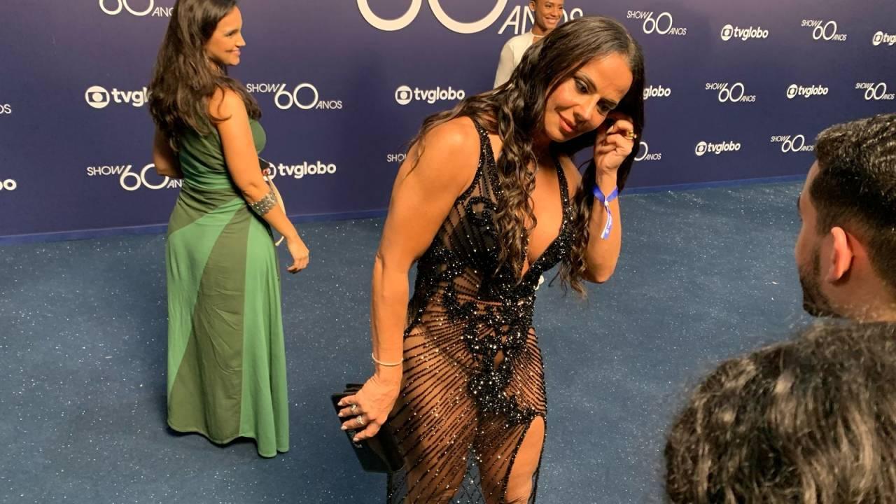 Viviane Araújo na festa de 60 anos da TV Globo