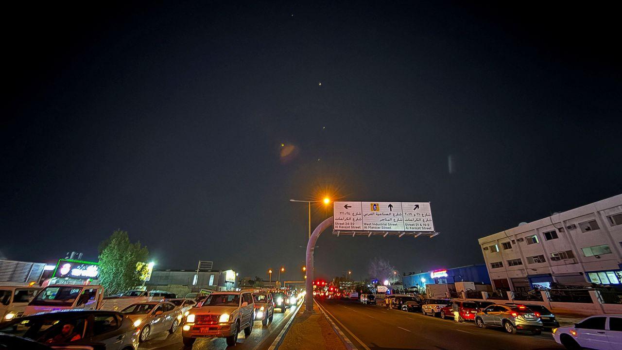 Traces are seen in the sky after Iran's armed forces say they targeted The Al-Udeid base in a missile attack in Doha, Qatar on June 23.