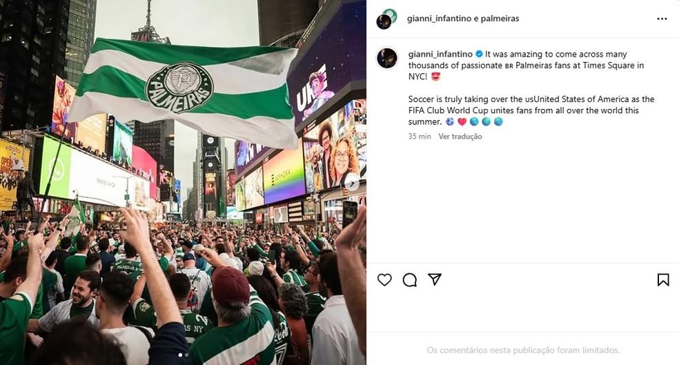 Presidente da Fifa exalta festa da torcida do Palmeiras em Nova York