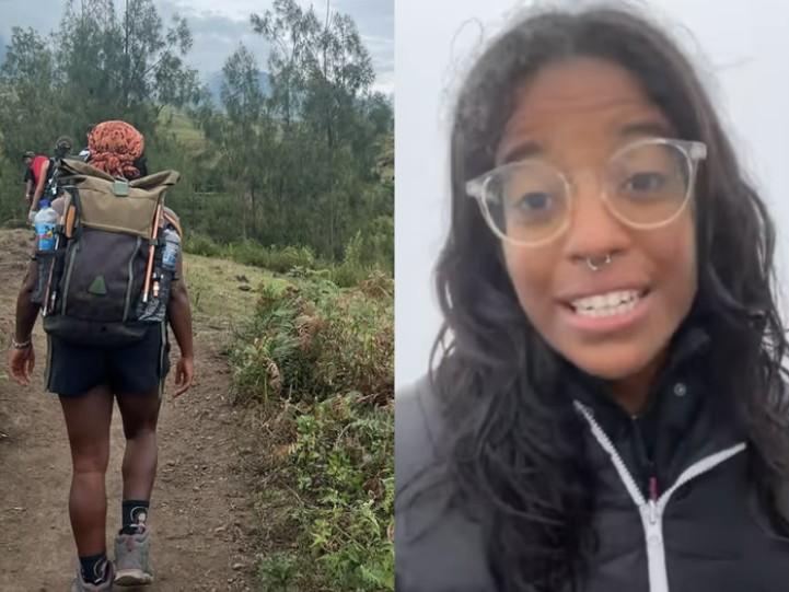 Fotos de Juliana Marins durante trilha no Monte Rinjani