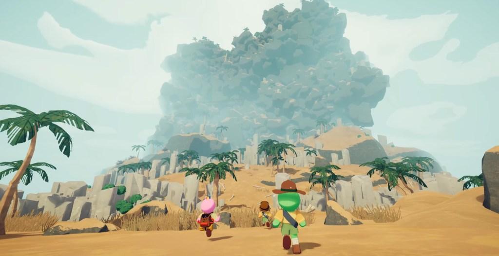 Personagem de Peak correndo em direção a uma montanha