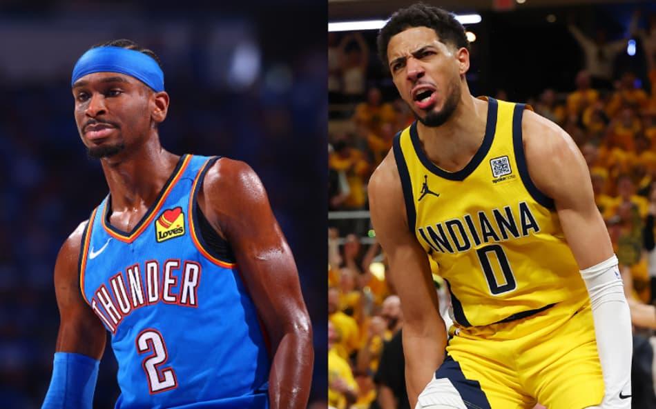 Oklahoma City Thunder e Indiana Pacers no jogo da final da NBA