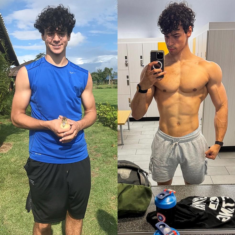 Victor Alexandre mostra antes e depois de 5 anos de treino e dieta