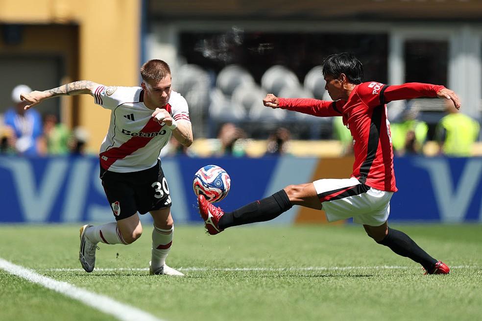 Mastantuono em River Plate x Urawa Reds — Foto: Steph Chambers - FIFA/FIFA via Getty Images