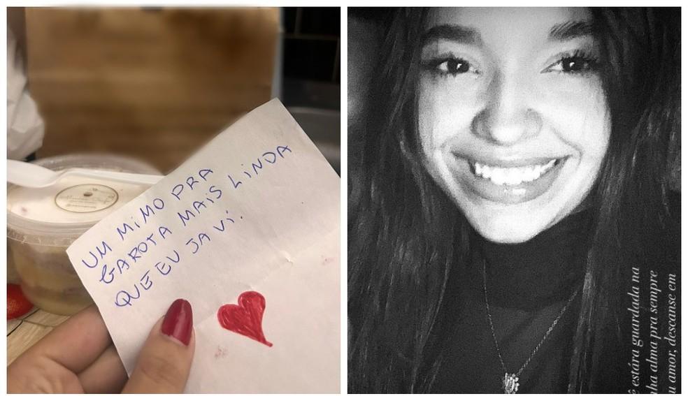 Ana Luiza de Oliveira Neves se sentiu mal após consumir um bolo entregue por um motoboy com um bilhete misterioso.