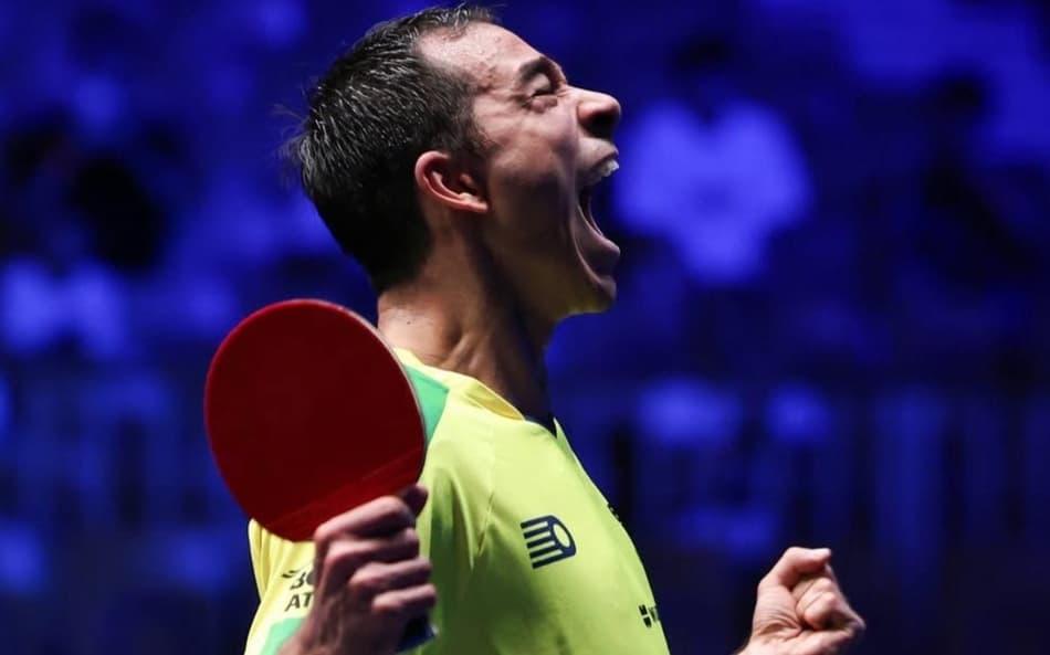 Hugo Calderano (BRA) vence Alexis Lebrun (FRA), semifinal do WTT Star Contender da Eslovênia