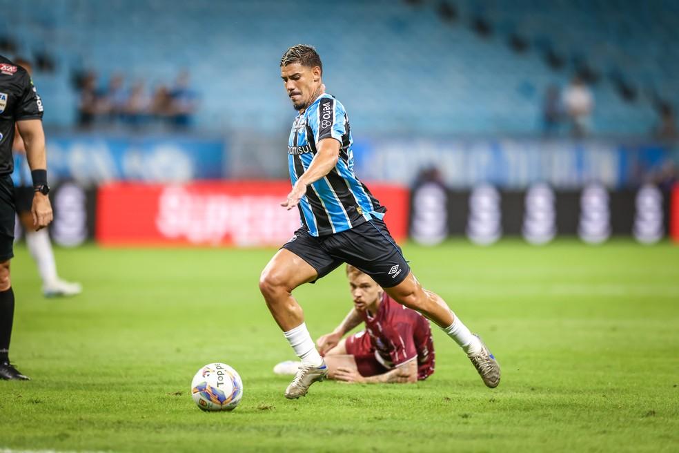 Última partida de Mayk pelo Grêmio, diante do Caxias, em 26 de janeiro