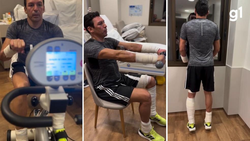 Ex-zagueiro Lúcio publica momentos de recuperação em hospital no RS após acidente com lareira ecológica