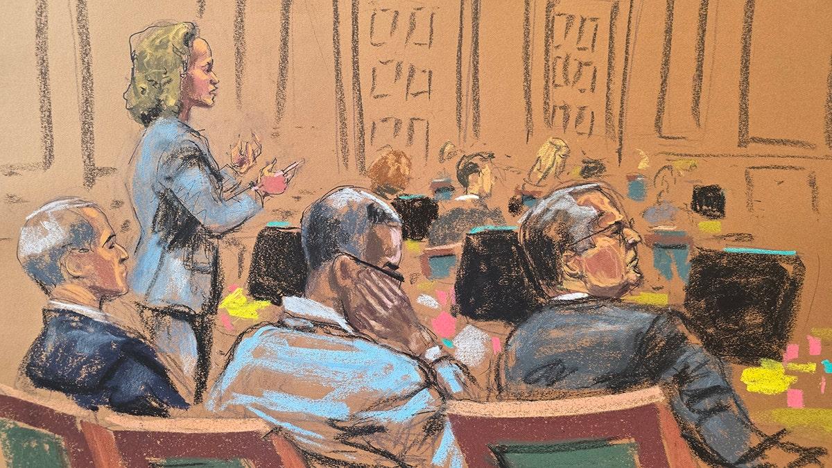 P. Diddy senta-se no tribunal durante seu julgamento.