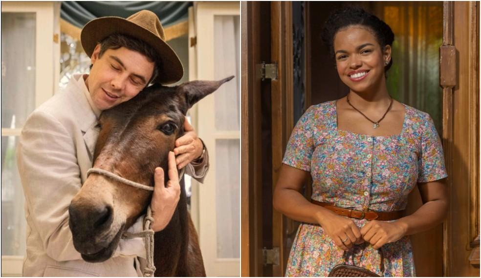 Cadinho (Sergio Guizé), Policarpo e Dita (Jeniffer Nascimento) em Êta Mundo Melhor!