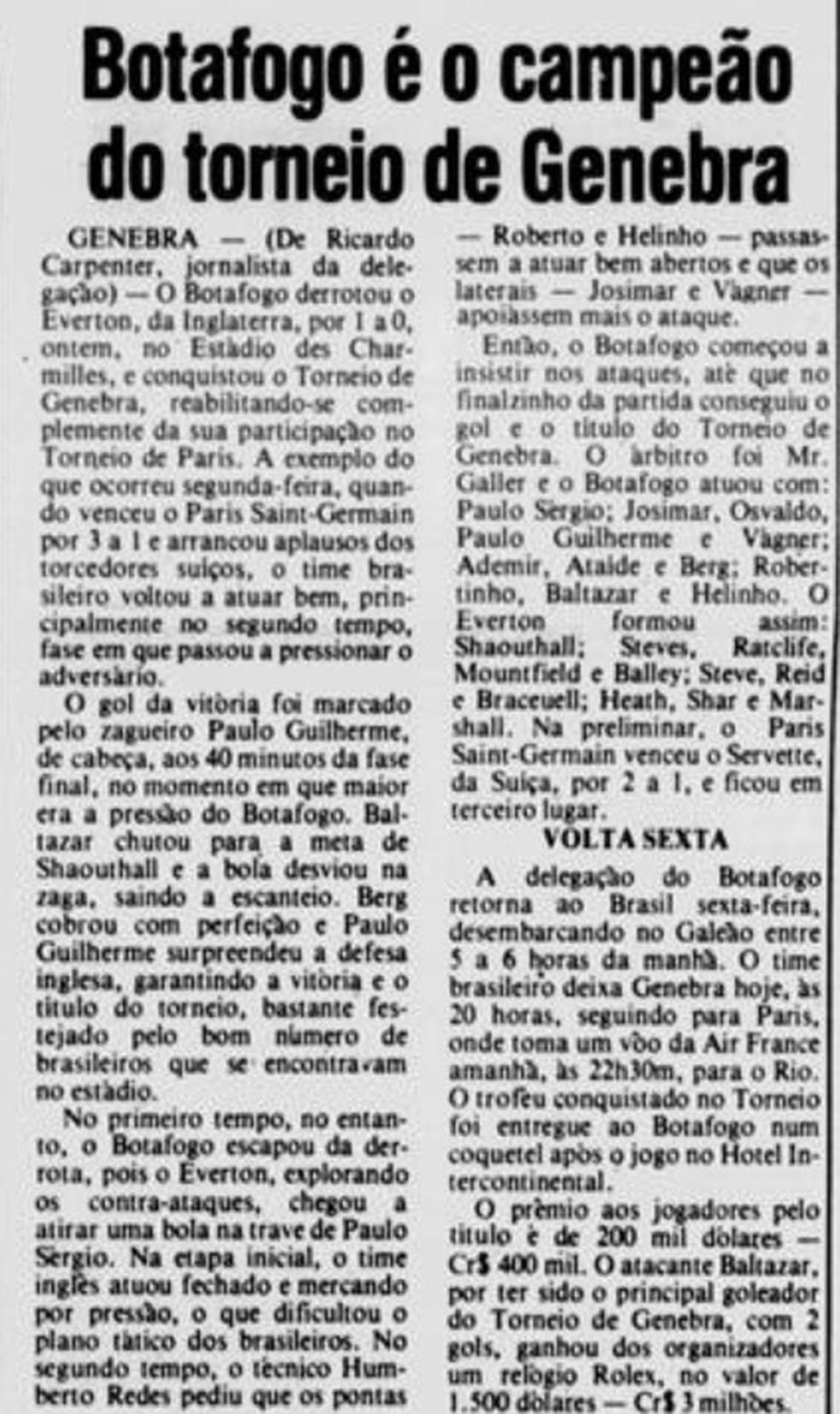 Botafogo no Torneio de Genebra